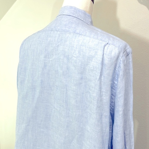 Men’s Linen CREMIEUX Classics Button Up Dress Shirt Light Blue Size X-Large - Picture 2 of 12